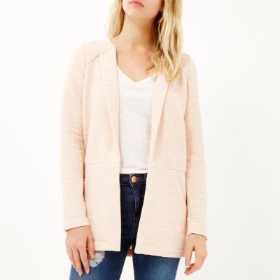 Light pink textured blazer jacket